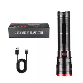 Super Bright Torch Light Type C Rechargeable Long Range Tactical Waterproof Flashlight with Zoom(5 Hours)